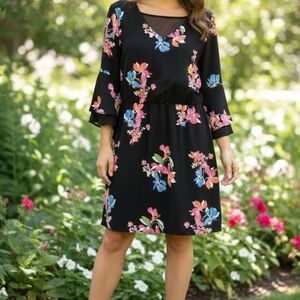 Floral Black Midi Dress